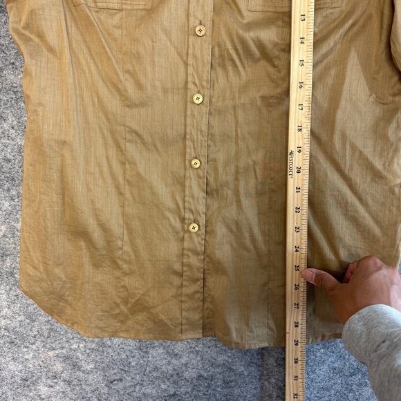 Luisa Cerano Tan Button Down Shirt Size 14 Utility Cotton Blouse Workwear - Picture 13 of 16